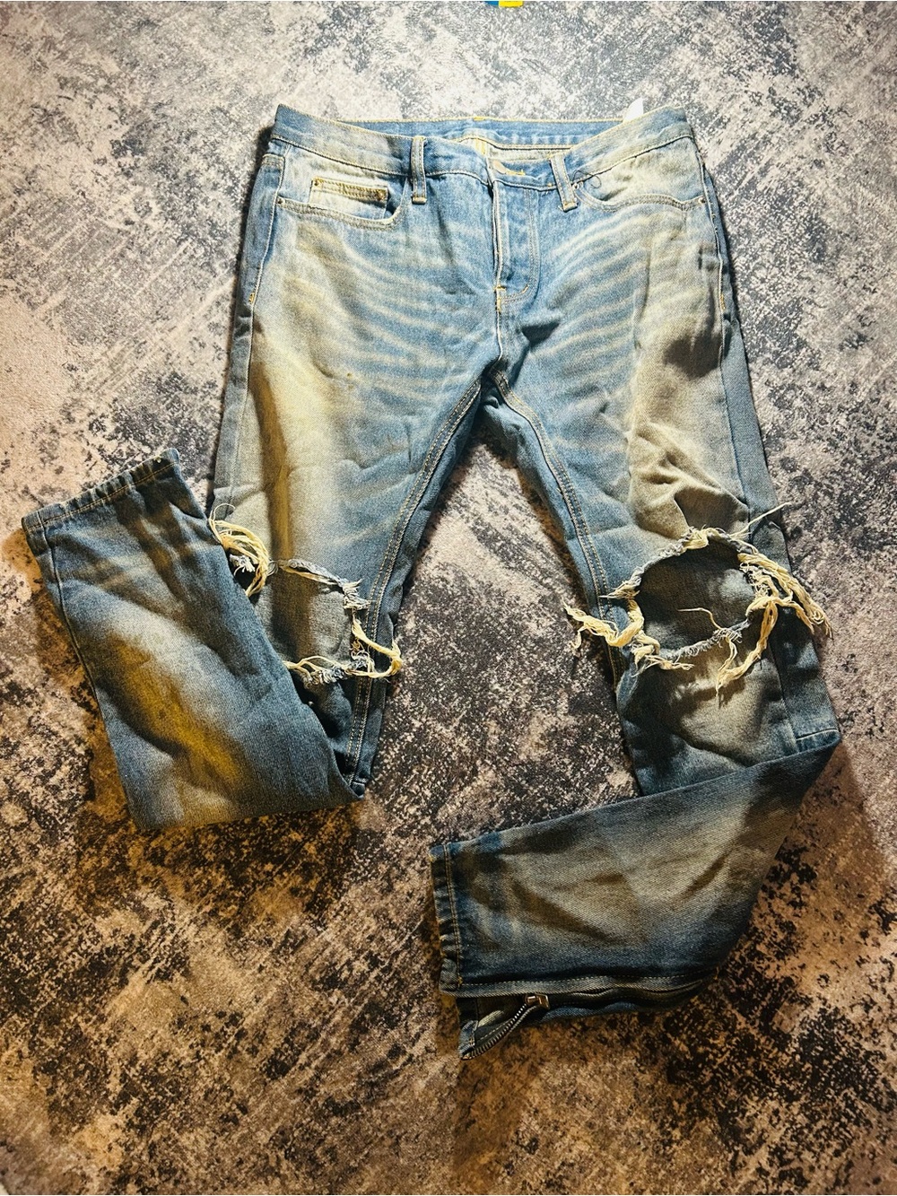 MNML Light Blue Distressed Slim Jeans